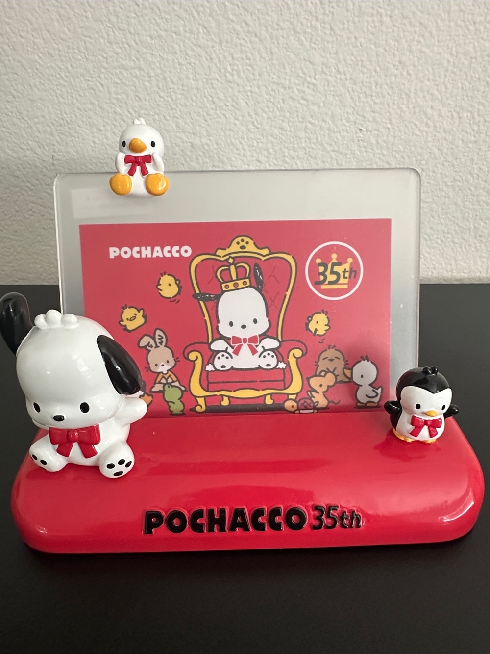 Sanrio Pochacco 35th Red White Desk Photo Card Holder
